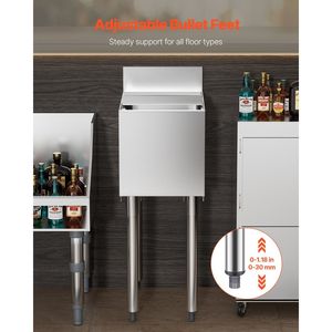 Contenitore per Ghiaccio Commerciale in Acciaio Inox da 28 L, 12 X 19 X 37, con Coperchio Scorrevole e Portabottiglie Regolabili - Product Image 4