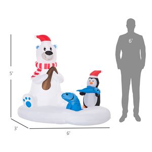 Decorazioni Natalizie Gonfiabili da Esterno da 1,8 m: Orso Polare, Pinguino, Cappello di Babbo Natale, Tavola da Pesca con LED - Addobbi Natalizi da Giardino - Product Image 3