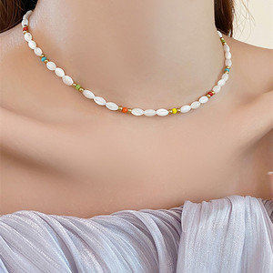 Collar de Cadena con Cuentas de Cristal Colorido, Diseño de Nicho Ligero, Moda de Alta Gama, Temperamento Popular, Cadena para Clavícula - Product Image 4