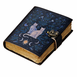 Journal de sorcellerie en cuir rigide avec impression UV, motif chat noir gaufré, format A5, bords festonnés, 100 feuilles – Vente en gros - Product Image 3