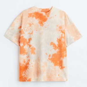 T-shirt Homme Oversize Vintage à Manches Courtes Orange et Blanc Col Rond Coupe Jersey 100% Coton Anti-Plis Respirant - Product Image 1