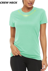 Camiseta Deportiva Verde Menta para Mujer, Ligera, Transpirable, 100% Algodón, Cuello Redondo, Manga Corta, para Fitness y Ejercicio - Product Image 2