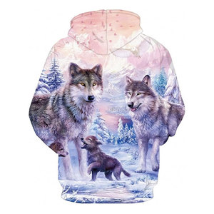Sudadera con Capucha de Lobo para Hombre, Sudadera Rosa 3D para Mujer, Sudadera con Estampado Gráfico, Ropa Casual de Calle, Estampado Animal, Moda de Invierno, Cálida, Unisex - Product Image 3