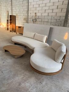 Conjunto de Sofás Curvos de Tela para Jardín, Muebles de Patio de Madera para Exteriores, Asientos para el Borde de la Piscina - Product Image 3