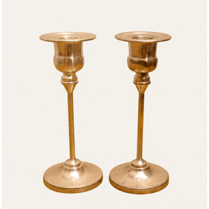 Handcrafted Solid Brass <b>Taper</b> <b>Candle</b> Holder Set Elegant Victorian Style Gold Candlestick Stands for Wedding Centerpieces - Product Image 1