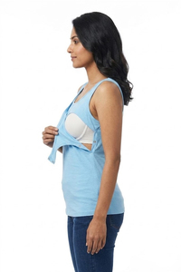 Débardeur d'allaitement pour femme enceinte, haut sans manches de maternité, haut double couche à col rond sans manches pour femme enceinte - Product Image 3