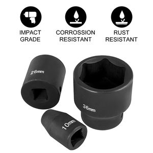 Set di 26 Chiavi a Bussola a Impatto da 1/2 Pollici, Poco Profonde, a 6 Punte, Costruzione Robusta, in CRV, Misura 19mm - Product Image 1