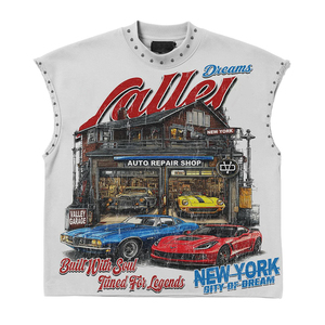 เสื้อยืดสตรีทแวร์พิมพ์ลายตามสั่ง ทรงโอเวอร์ไซส์ แขนสั้น ทรงบ็อกซี่ ผ้าฝ้าย 100% เสื้อกล้ามออกกำลังกายสำหรับผู้ชาย - Product Image 1