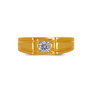 Bague solitaire classique pour homme plaquée or jaune 18 carats de qualité supérieure avec pierre en zircone cubique taille brillant rond, alliance de luxe - Product Image 3