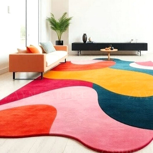 Hand <b>Tufted</b> Multicolor Organic Abstract Wool <b>Rug</b>, Irregular Modern Area Carpet for Living Room Bedroom Home Decor Wholesale - Product Image 3