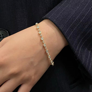 Pulsera de tenis con diamantes de moissanita VVS1 de corte ovalado y redondo para mujer, de plata 925 chapada en oro fino, regalo de aniversario para esposas - Product Image 1