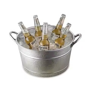 Stylish Metal <b>Ice</b> Beverage Tub Stainless Steel <b>Ice</b> <b>Cooler</b> Bucket Wine Beer Chiller Tub for Event Bar Serving - Product Image 2