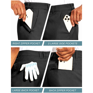 Pantalones Cortos de Golf Impermeables para Hombre con Logotipo Personalizado, Bolsillos, Diseño Sólido, Tela de Poliéster Ecológica, Cintura Elástica Media, Secado Rápido, Casuales - Product Image 4
