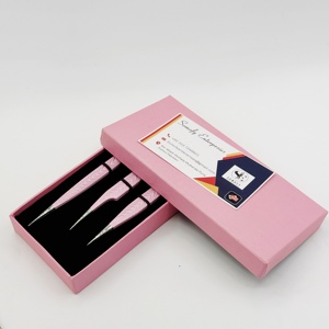 แหนบต่อขนตาสเตนเลสสีชมพูเข้มมีดีไซน์ใหม่พร้อมปลายแหลมแบบคงทน - Product Image 4