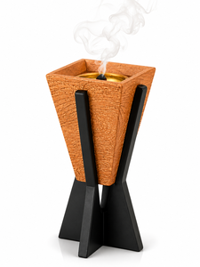 Quemador de Incienso de Madera de Acacia y Metal, Ecológico, Religioso, Elegante, Hecho a Mano, Moderno, Duradero, para Todas las Estaciones, Color Naranja - Product Image 5