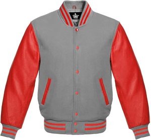Veste de baseball unisexe en laine personnalisée OEM avec manches en cuir véritable et patchwork chenille, modèle Letterman WVJ-0019F - Product Image 1