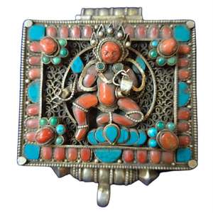 Colgantes de Plata de Ley con Turquesa, Caja Religiosa Tibetana y Diseño Ghau - Product Image 3