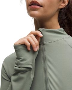 Ladies Streamlined Body Fit Breathable Yoga <b>Jacket</b> Full Zip Stand Collar Thumbholes Four-Way Stretch Running Coat Gym Top - Product Image 4