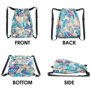 Botanical Print Polyester Drawstring Sports Backpack With Sublimation Design Lightweight <b>String</b> <b>Bag</b> For Travel Gym And School - Product Image 2