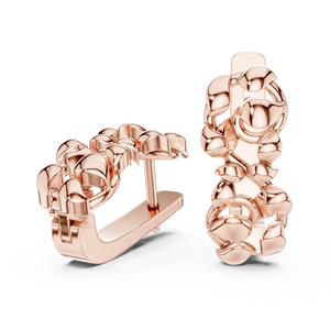 Pendientes de Aro con Textura de Burbuja Escultórica Dorada, Pendientes Huggie Modernos y Gruesos de Diseño, Joyería Minimalista con Diamantes para Mujer - Product Image 5