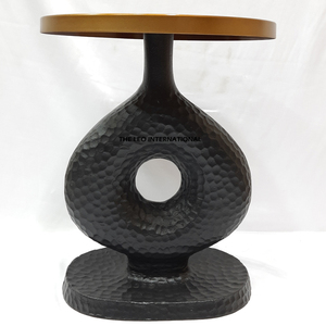 Table d'appoint en aluminium de style américain à texture martelée, prix de gros, plateau doré de haute qualité pour la maison et l'hôtel - Product Image 1
