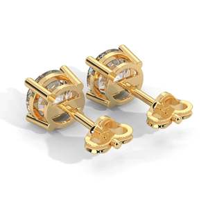 Pendientes de Joyería Fina Personalizados con Incrustaciones de 4 Garras, Oro Sólido Real de 18k, 14k, 10k, Corte Redondo, 1, 2, 4 Quilates, Diamantes Cultivados en Laboratorio - Product Image 4