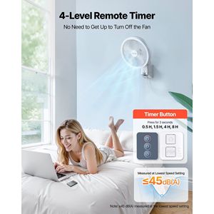 Ventilatore oscillante da parete con motore DC, flusso d'aria di 10 piedi, 4 velocità, telecomando e timer, 8,5 pollici - Product Image 5