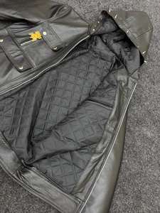 Blouson Bomber et Veste de Course en Cuir Patchwork à Capuche Personnalisé Unisexe pour Vente en Gros OEM - Product Image 4