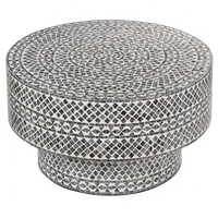 Meilleure vente d'incrustation de perles en nacre, table basse ronde, mobilier de luxe pour salon, hôtel, hall