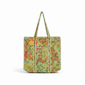 Indian Ecofriendly Cotton Quilted Tote Bag Green Leopard Print Lightweight Shoulder <b>Handbag</b> for Women <b>Summer</b> Autumn Wholesale - Product Image 1