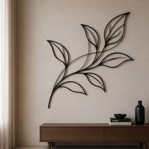 Décoration murale botanique en forme de feuille et de branche, Art mural minimaliste en fer, Design végétal, Décoration florale botanique, Sculpture murale suspendue en métal - Product Image 3