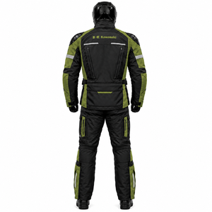 ชุดขับขี่มอเตอร์ไซค์ Kawasaki สีเขียวขี้ม้า-ดำ กันน้ำ กันลม แขนยาว ผลิตตามสั่ง ผ้า Cordura 600D สำหรับทุกเพศทุกวัย ทุกฤดู - Product Image 3