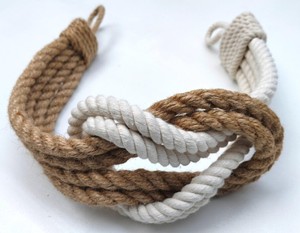 Curtain Tie backs..Double Square Knot Curtain Holdback..Jute & Cotton Rope <b>Tieback</b> - Product Image 3