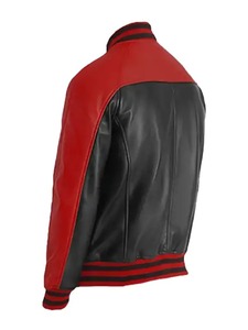 Men's Black and <b>Red</b> Bomber Leather Jacket Stylish Two <b>Tone</b> Motorcycle Streetwear Jacket - Product Image 2