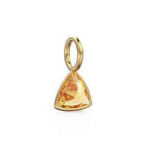 Citrine 5mm 14k Yellow <b>Solid</b> <b>Gold</b> Charm <b>Pendant</b> Bezel Jewelry Finding / November Birthstone / Trillion Cut Yellow Gemstone / - Product Image 5