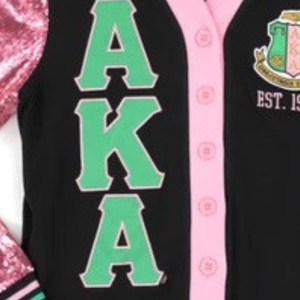 Custom Black Pink Green Varsity Cardigan <b>Jacket</b> Long Sleeve <b>Sequin</b> Sleeve Button Front V Neck Ribbed Trim Fashion Teamwear - Product Image 3