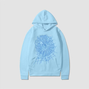 Sweat-shirt à capuche noir pour homme, imprimé toile d'araignée, décontracté, en coton tricoté, coupe classique, avec logo sur le devant - Product Image 5