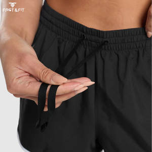 Shorts de sport d'été pour femmes, taille haute, élastique, cordon de serrage, patchwork, doux, décontracté, 100% coton, pantalon court tendance - Product Image 3