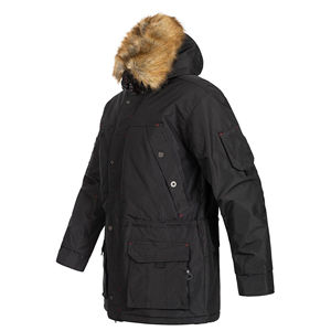 Parka Larga Negra para Hombre, Abrigo de Invierno Cortavientos con Capucha de Piel Desmontable y Cierre de Cremallera - Product Image 3