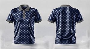 เสื้อโปโลชายสีกรมท่าลายจุด แขนสั้น ระบายอากาศได้ดี ดีไซน์ลำลอง ผลิตจากโพลีเอสเตอร์ 100% - Product Image 2