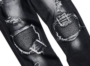 Pantalones Vaqueros de Mezclilla Desgastados con Parches, Hechos a Medida, de Alta Calidad, Cintura Alta, Transpirables, para Hombre - Product Image 4