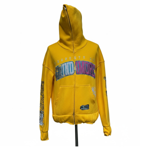 Sudadera con capucha para hombre al por mayor, de alta calidad, con cremallera, lavado ácido, bordado desgastado, poliéster/algodón, oversize - Product Image 5