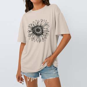 OEM Casual Oversized Women's <b>Graphic</b> <b>Tee</b>-Loose Fit Neck T-Shirt Graffiti Print 100% Cotton Breathable Eco-Friendly Summer - Product Image 2