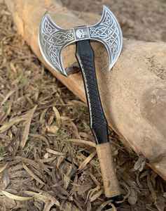 Hacha Vikinga Personalizada de Grado Industrial, Hacha Vikinga con Barba Hecha a Mano, Hacha Vikinga de Doble Hoja con Funda - Product Image 5