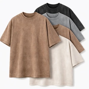Camiseta de algodón de manga corta con cuello redondo para hombre, de color liso, estilo casual, de punto, teñida, diseño sencillo. - Product Image 4