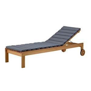 Chaise longue moderne en teck réglable avec roulettes, dossier solide, pour piscine, plage, hôtel, villa, usage extérieur - Product Image 2