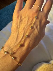 Chaîne de main en moissanite sertie de pierres, argent sterling 925 plaqué or 18 carats pour bijoux - Product Image 6