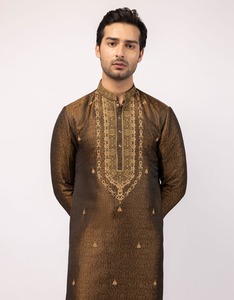 Salwar Kameez léger en coton vert sarcelle pour homme, manches longues, tenue décontractée quotidienne, style ethnique moderne Inde Pakistan - Product Image 1