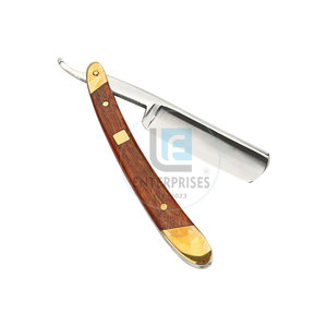 Low MOQ Best Selling Premium Quality Stainless Steel Wood Handle Reusable Durable <b>Straight</b> Shaving <b>Razors</b> Wholesale - Product Image 3