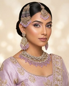 Heavy Choker Necklace With Earrings & Mang Tika Traditional Bridal <b>Wedding</b> <b>Accessories</b> Set for Women Ethnic Jewellery Wholesaler - Product Image 5